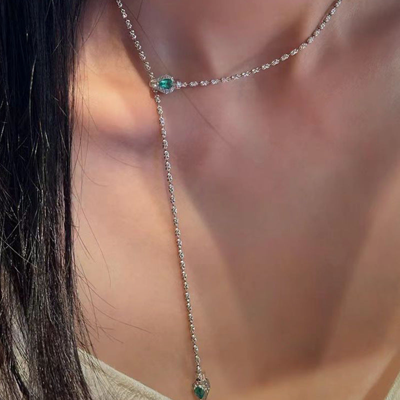 Cool Green Zircon Snake Delicate Style Necklace - Norellé