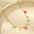Stainless Steel Color Crystal Zircon Flower Necklace - Norellé