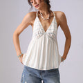 Summer French Style Halter Spaghetti Straps Top Cotton Striped - Norellé