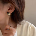 Women's Fashion Best-seller Heart-shaped Plaid Stud Earrings - Norellé