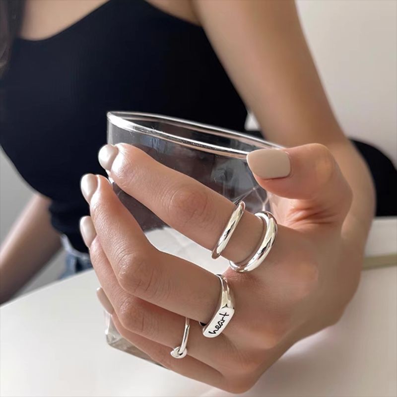 Letter Line Double-layer Ring Female Retro Fashion Elegance - Norellé