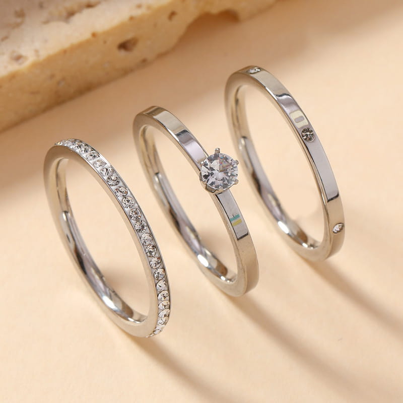 Stainless Steel Ring Three-piece Set