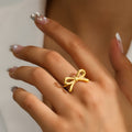 European And American Fashion Bowknot Stainless Steel Open Adjustable Ring - Norellé