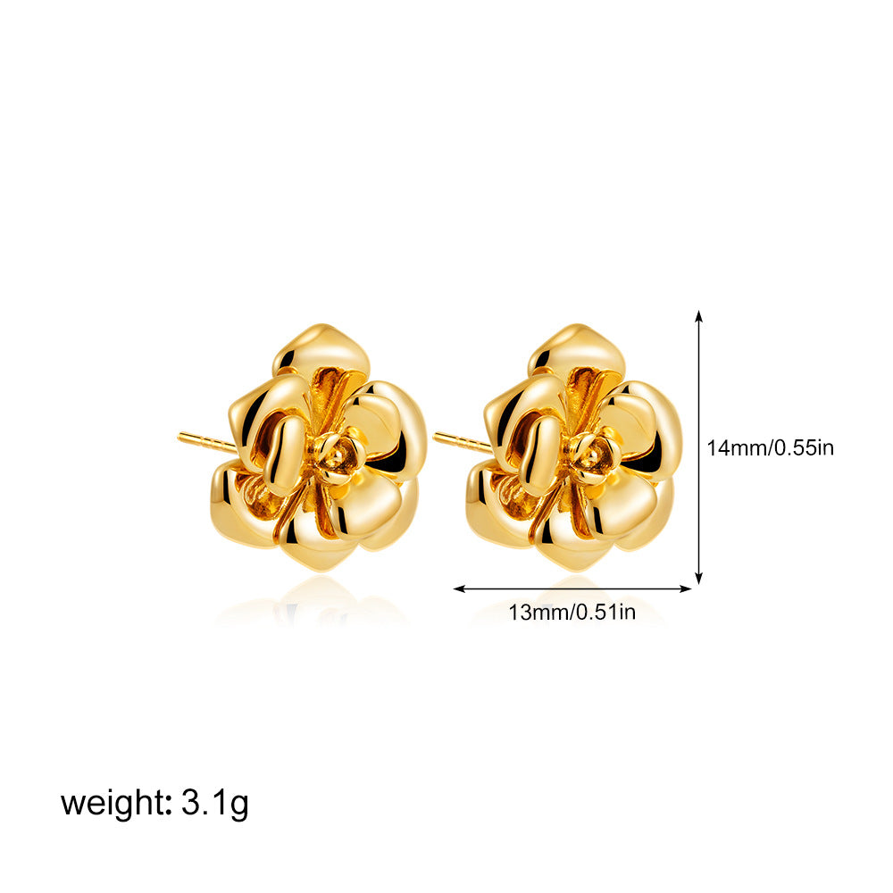 Elegant Necklace Plated 18K Real Gold Rose Flower Light Luxury - Norellé