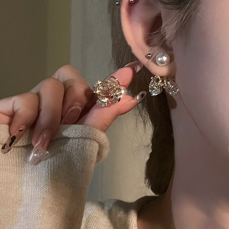 Fashion Personalized Zircon Heart Pearl Earrings Women - Norellé