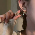 Fashion Personalized Zircon Heart Pearl Earrings Women - Norellé