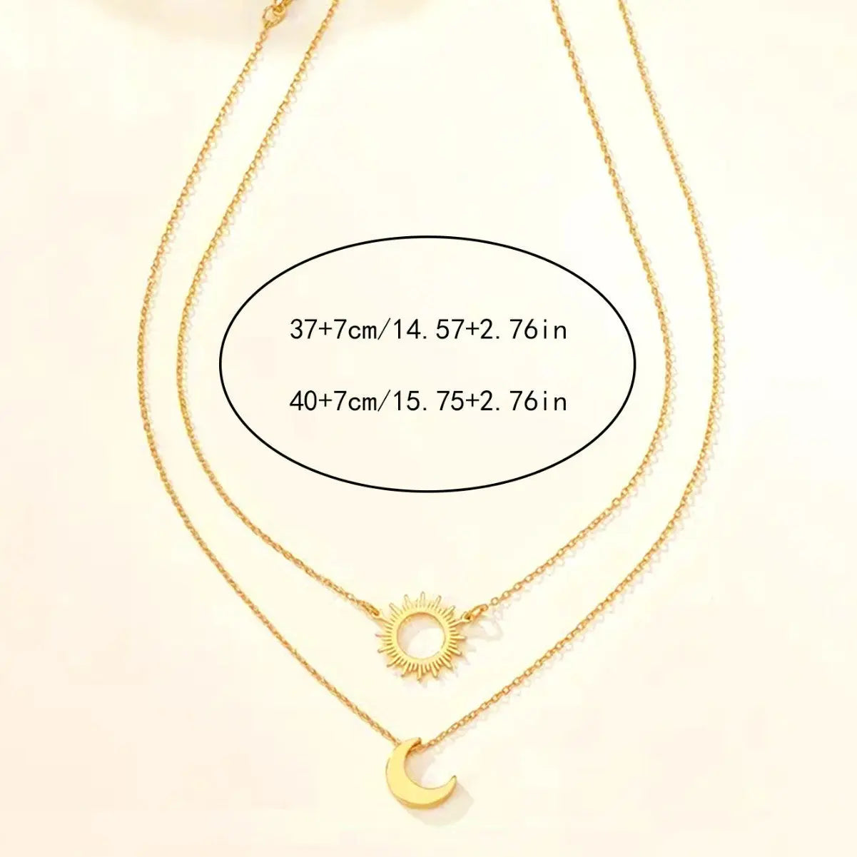 Elegant Vintage Necklace Hollow Sun Moon Pendant Chain Neck - Norellé