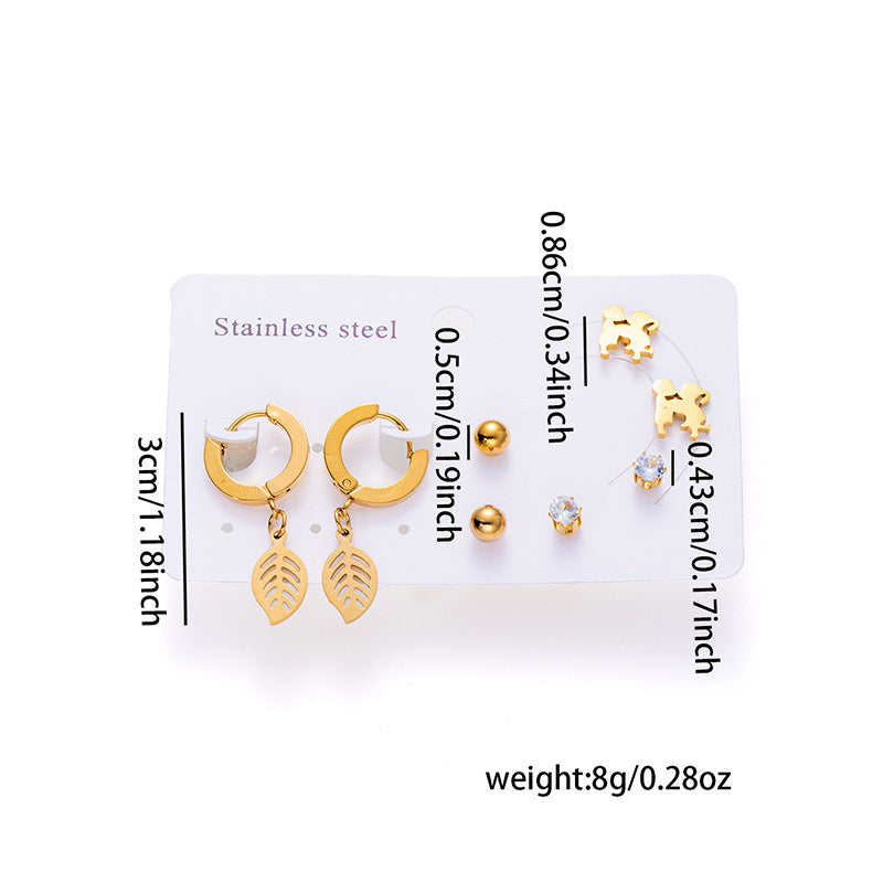 Fashion Simple Titanium Steel Earrings Creative Cross Love Butterfly - Norellé