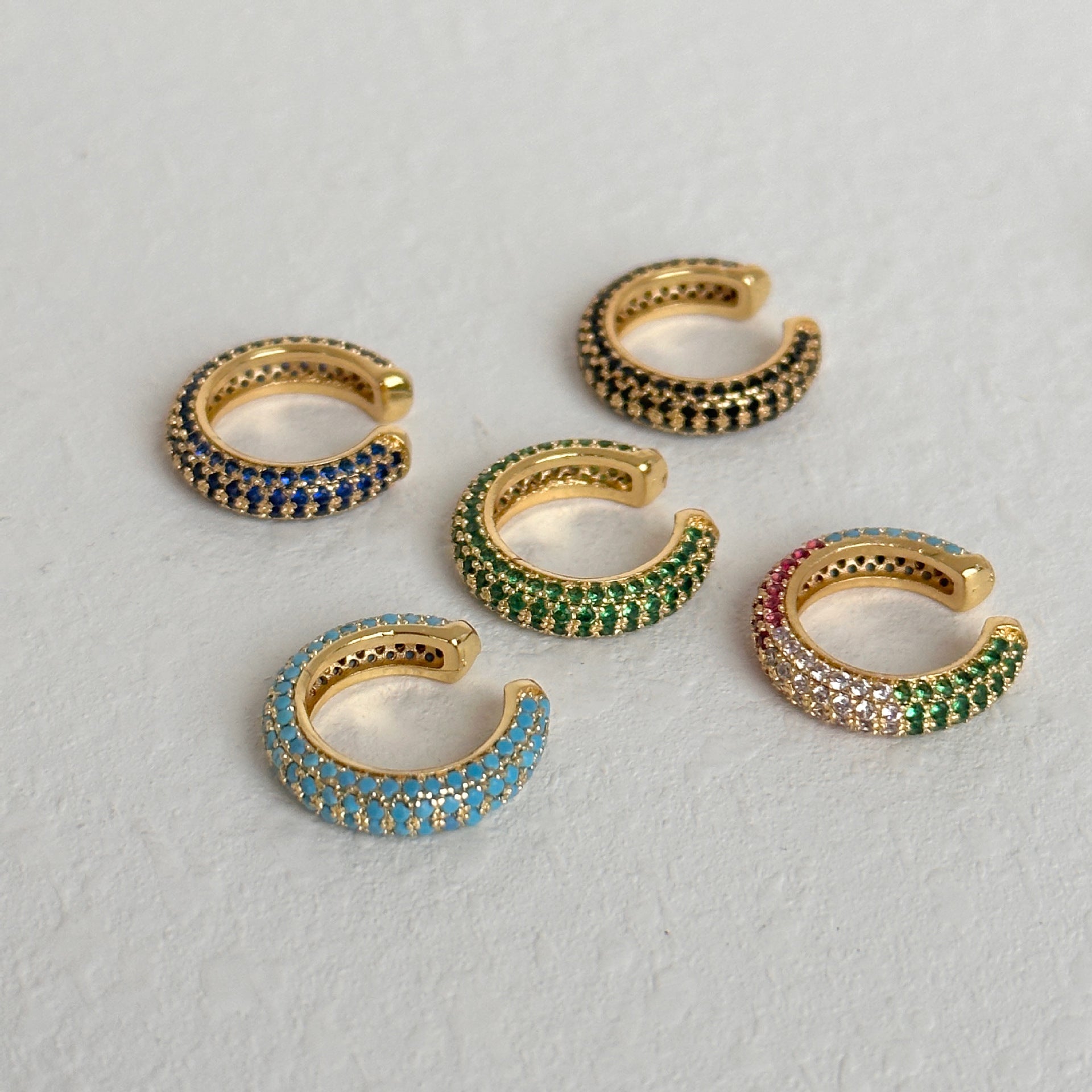 Retro Simple Full Rhinestone Zircon Ear Clip Earrings - Norellé