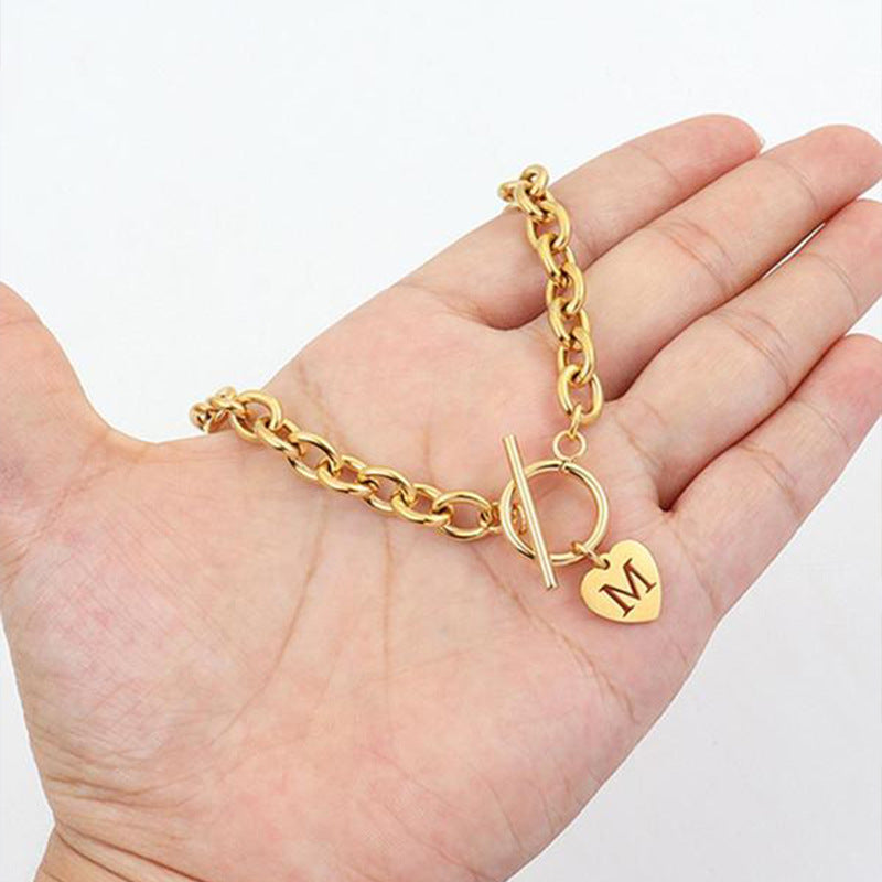 Letter Necklace Stainless Steel Heart Pendant - Norellé