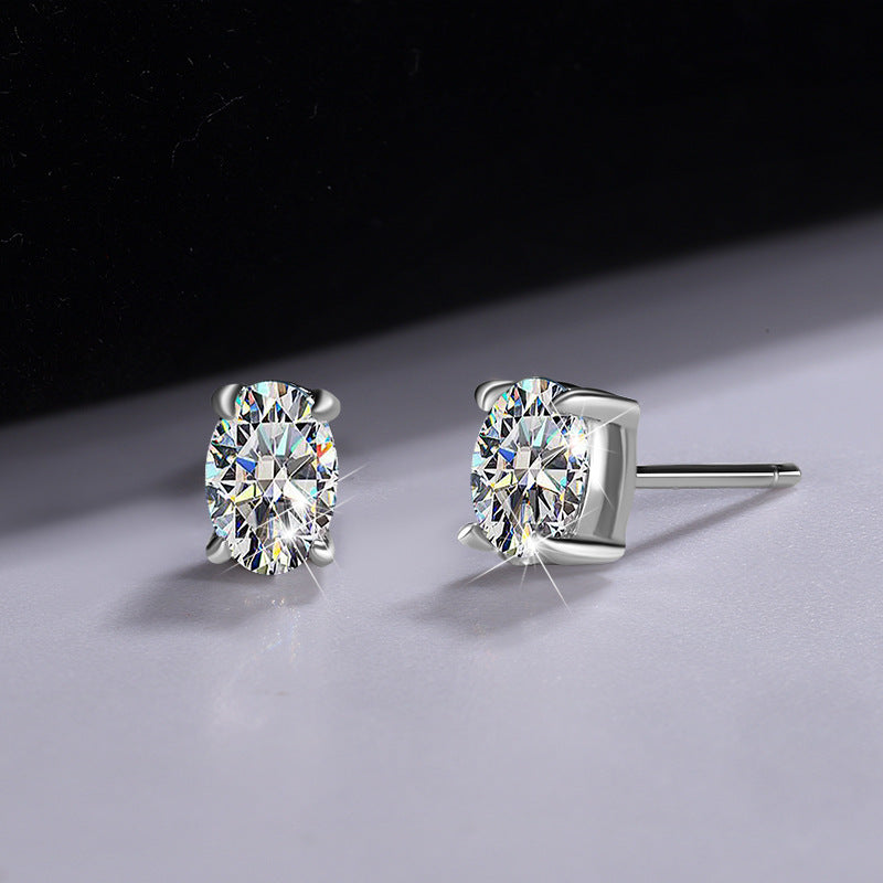 925 Sterling Silver Big Diamond Moissanite Earrings - Norellé