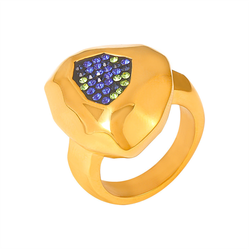 Personalized Design Multilateral Cut Colorful Crystals Ring - Norellé