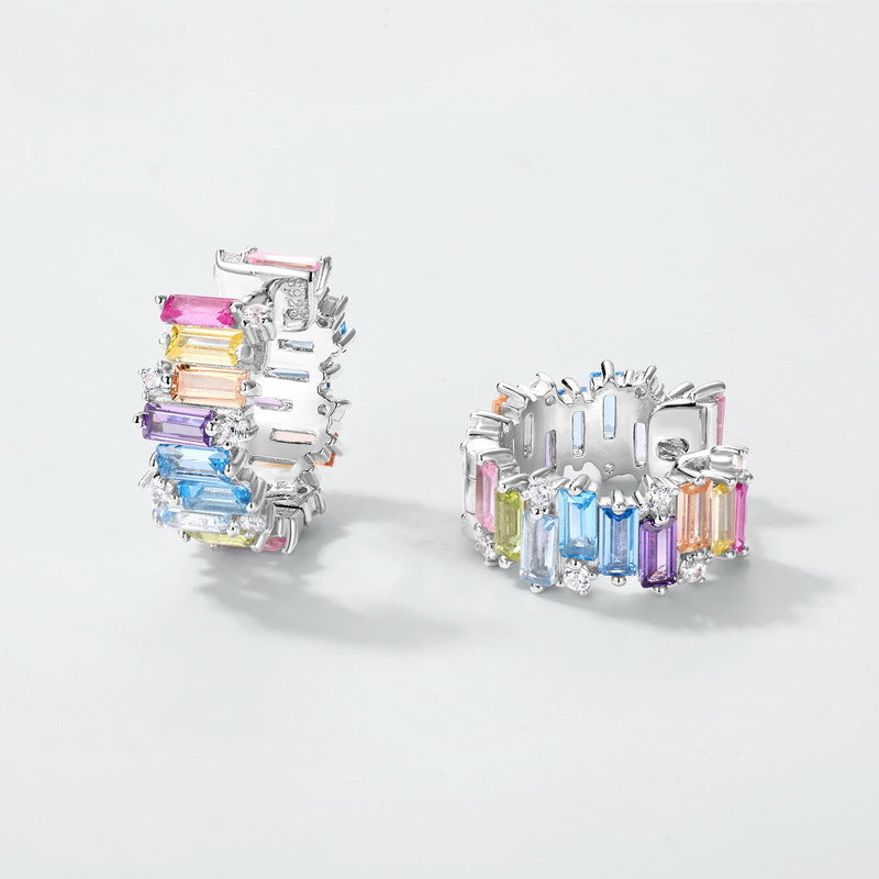 Irregular Color Zirconium Ear Studs - Norellé