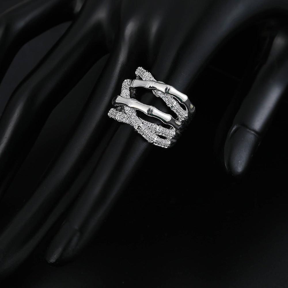 Copper Plated White K Micro-inlaid Zircon Ring Simple - Norellé