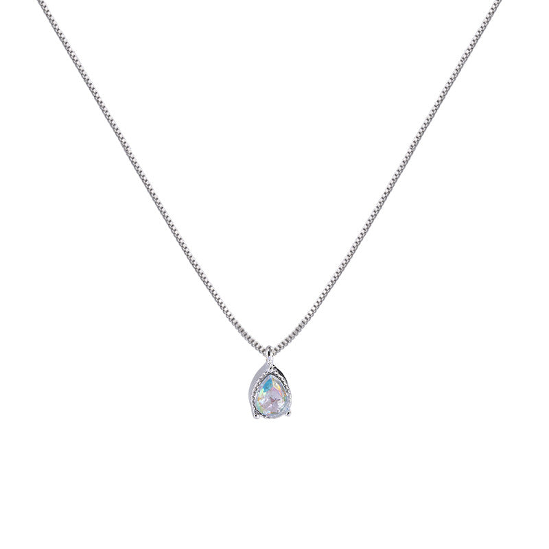 Light Luxury Drop-shaped Zircon Necklace Women's High-grade Super Flash Clavicle Chain - Norellé
