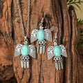 Fashion Turquoise Long Pendant Ear Rings Suit - Norellé