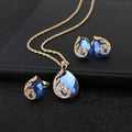 Geometric Gem Earrings Necklace Jewelry Suit - Norellé