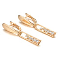 Copper Plated Gold Zircon Earrings Women's Fashionable Rose Gold Rectangular - Norellé