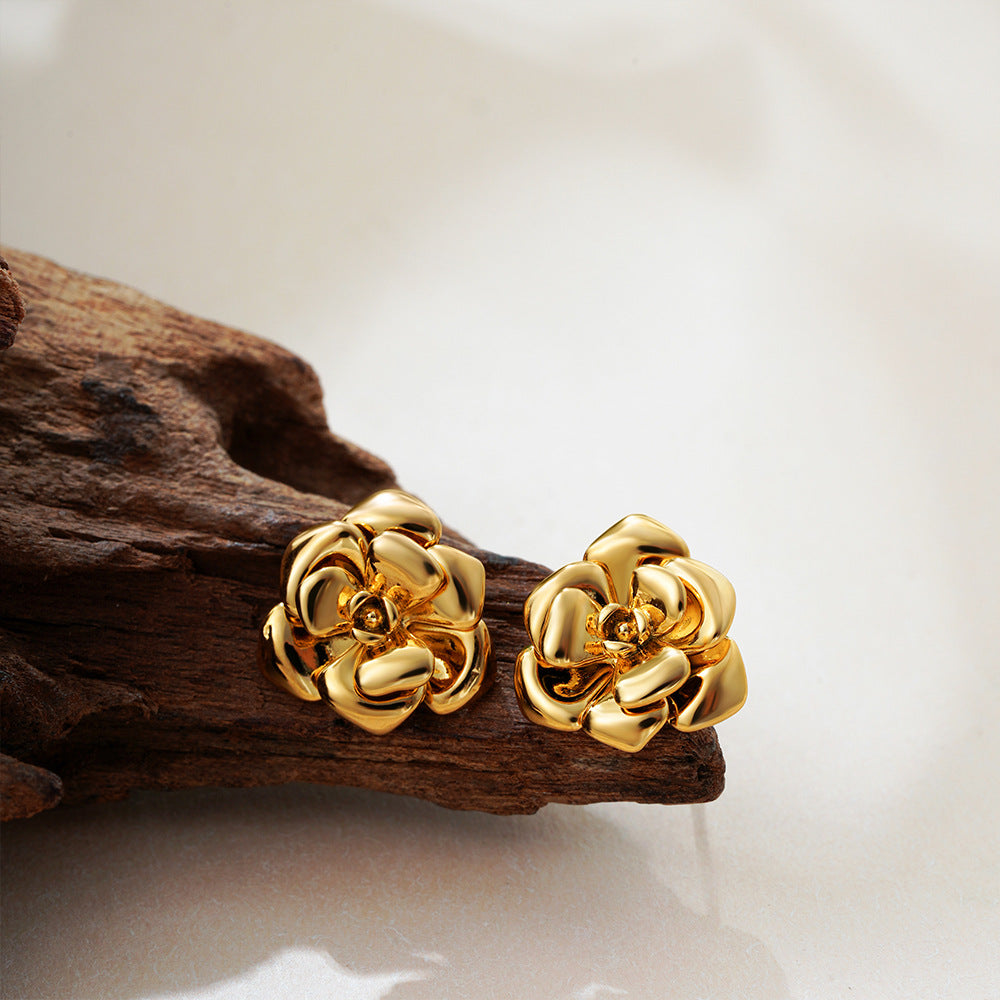 Elegant Necklace Plated 18K Real Gold Rose Flower Light Luxury - Norellé