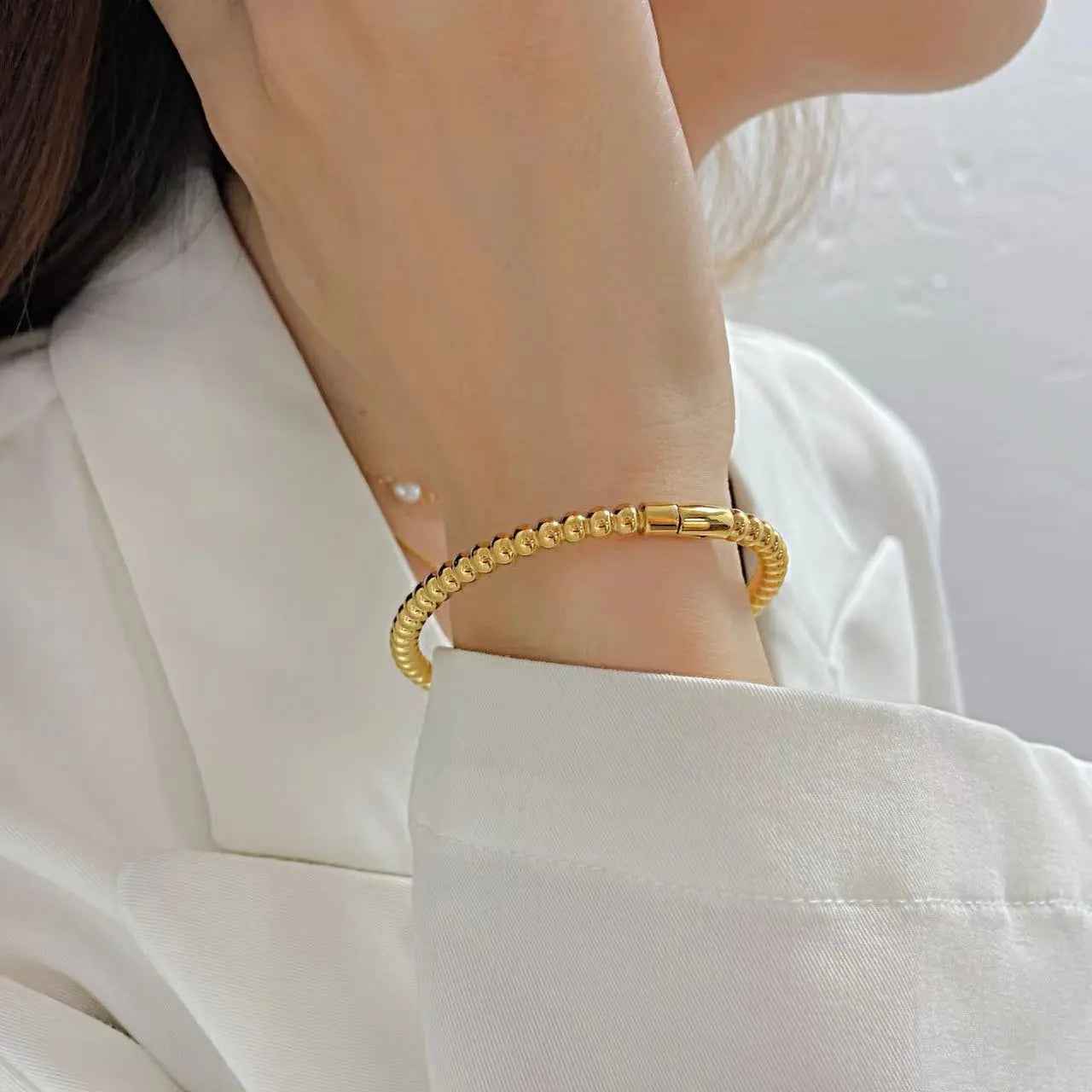 Titanium Steel Round Beads Stainless Steel Bracelet - Norellé