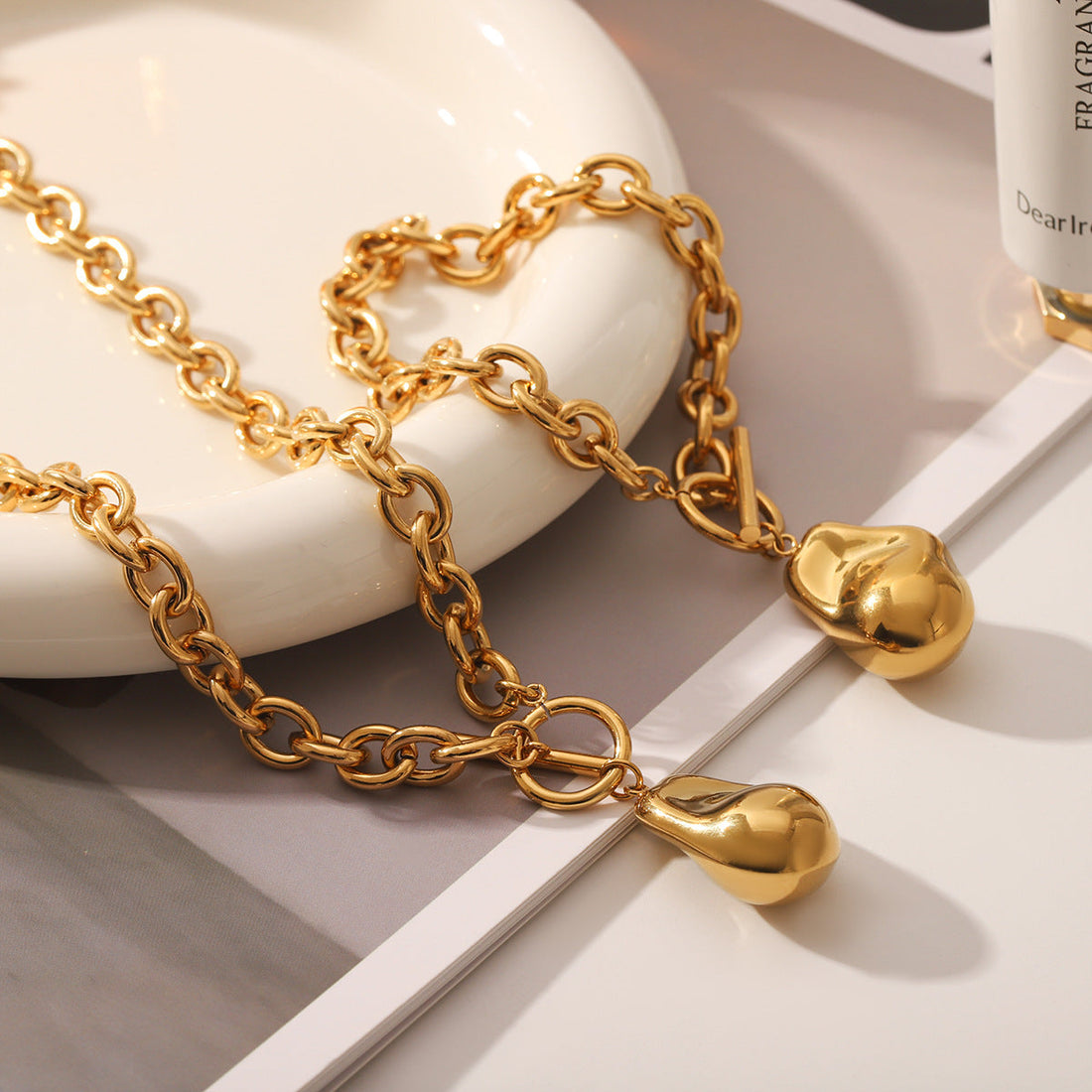 Retro Stainless Steel OT Buckle Gold-plated Necklace Women's Simple High-end Sense - Norellé