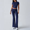 Casual Solid Color Slim Fit Short Sleeve Trousers Suit - Norellé
