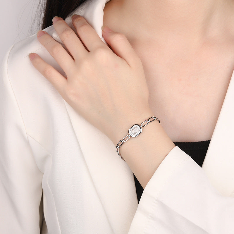 S925 Sterling Silver Moissanite Geometric Bracelet - Norellé