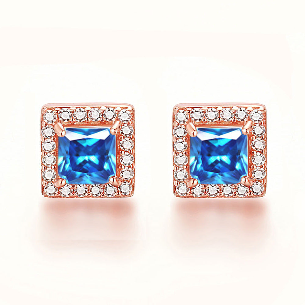 Inlaid Colored Gems Earrings S925 Sterling Silver Earrings - Norellé