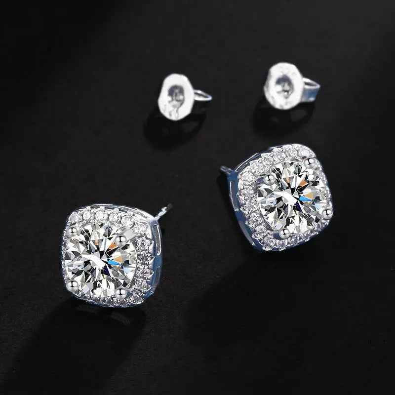 Square Bag Diamond Necklace Rings Ear Studs Suit - Norellé