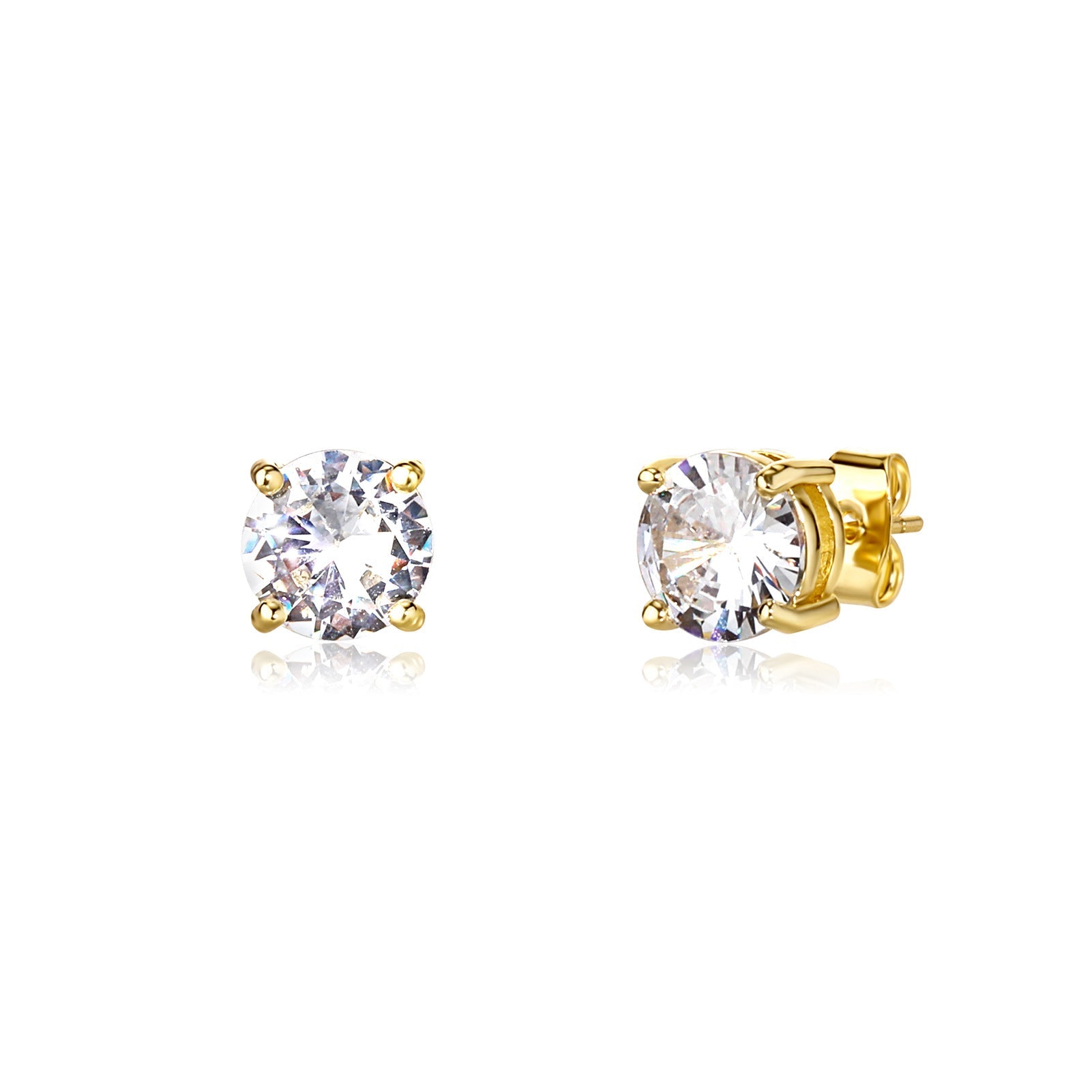 Gold-plated Micro-inlaid Round Zircon Ear Studs Earrings - Norellé