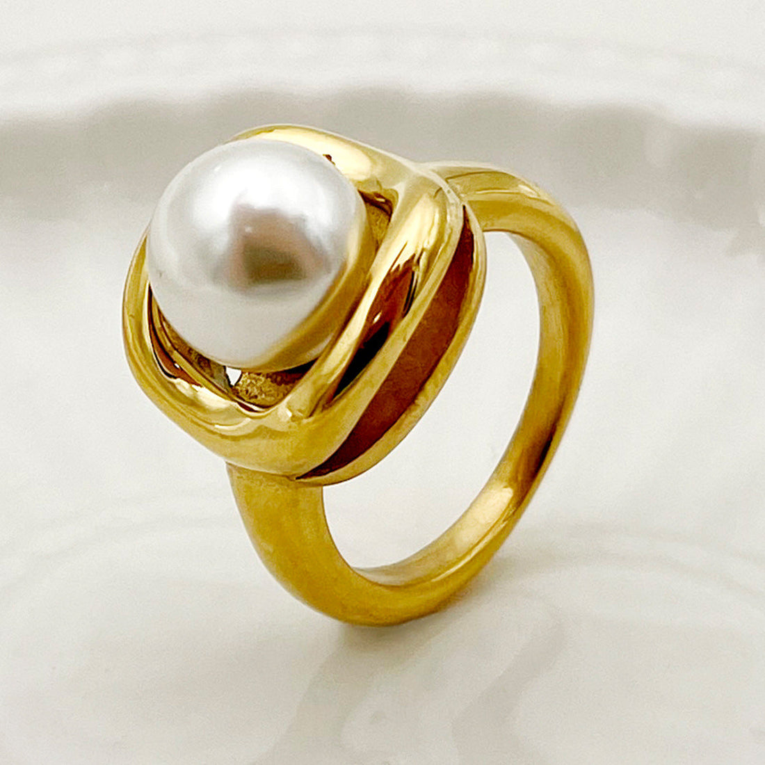 Geometric Lines Double-layer Cutting Surface Casting Ring - Norellé