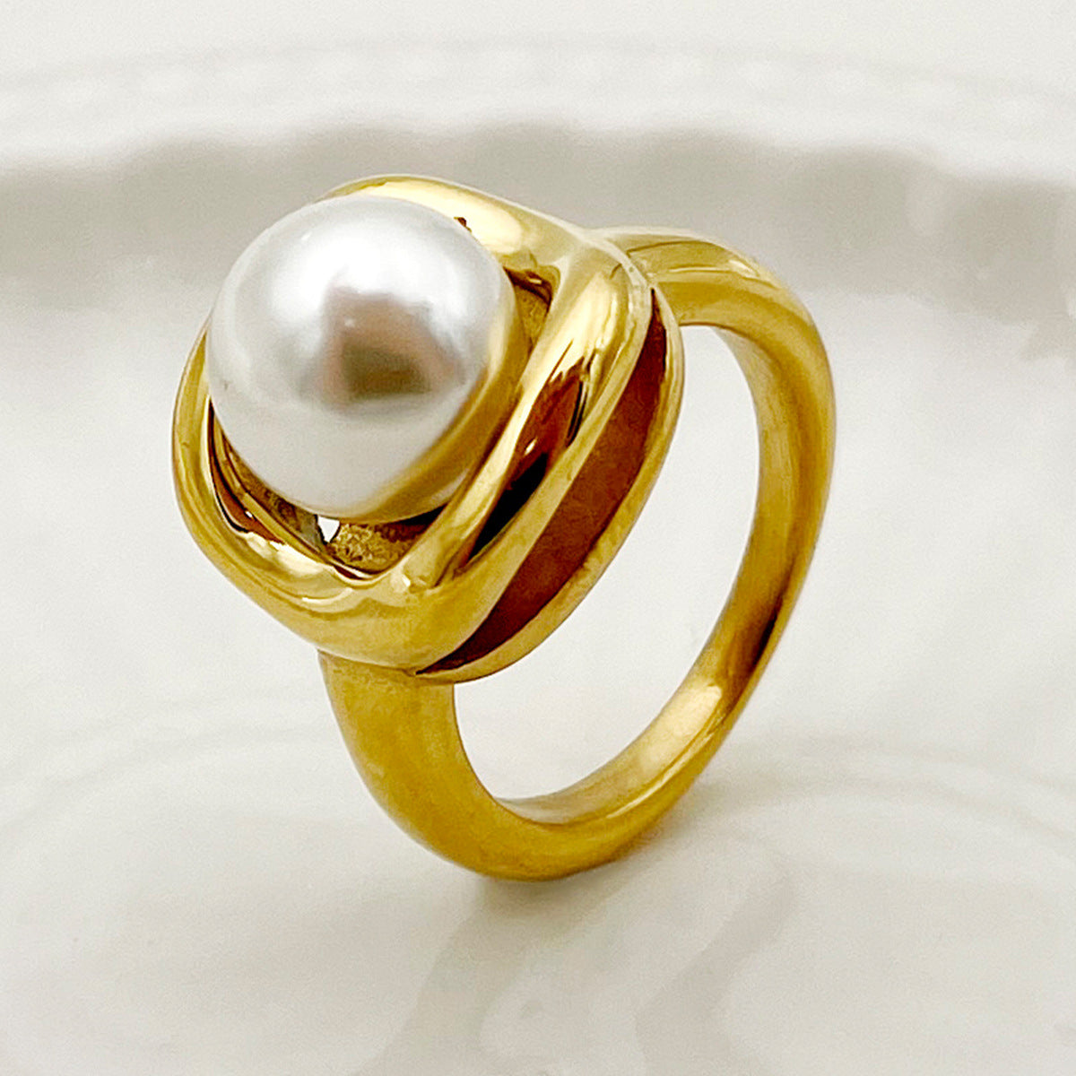 Geometric Lines Double-layer Cutting Surface Casting Ring - Norellé