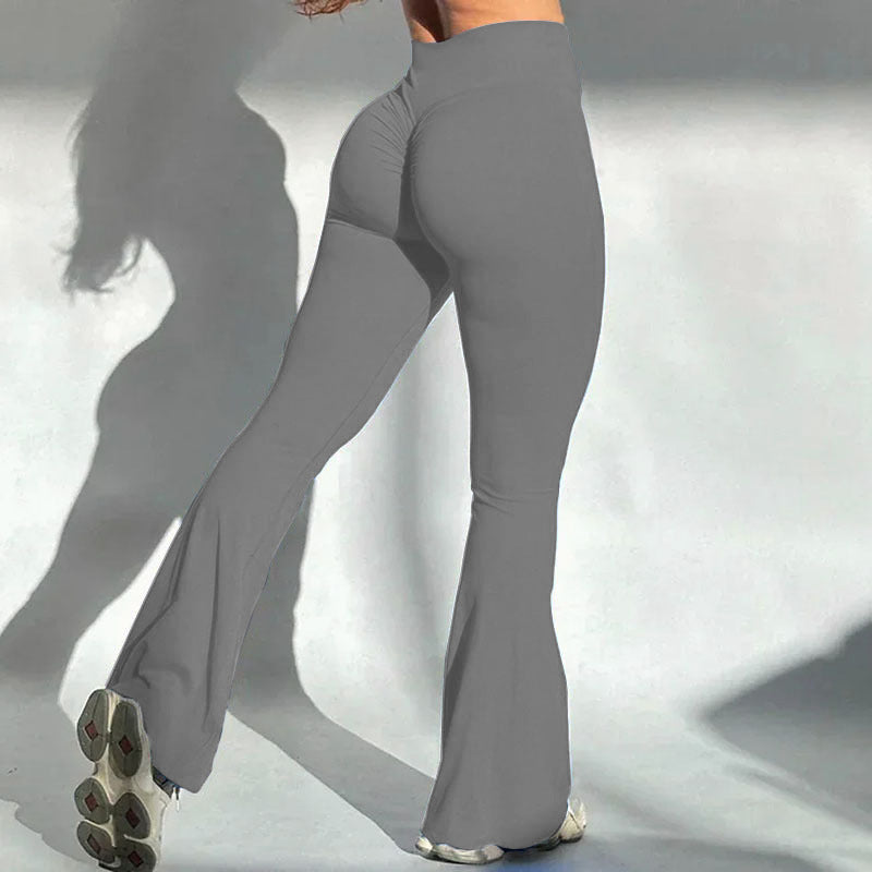 Yoga Rear Wrinkle Slim Fit Bell-bottom Pants - Norellé