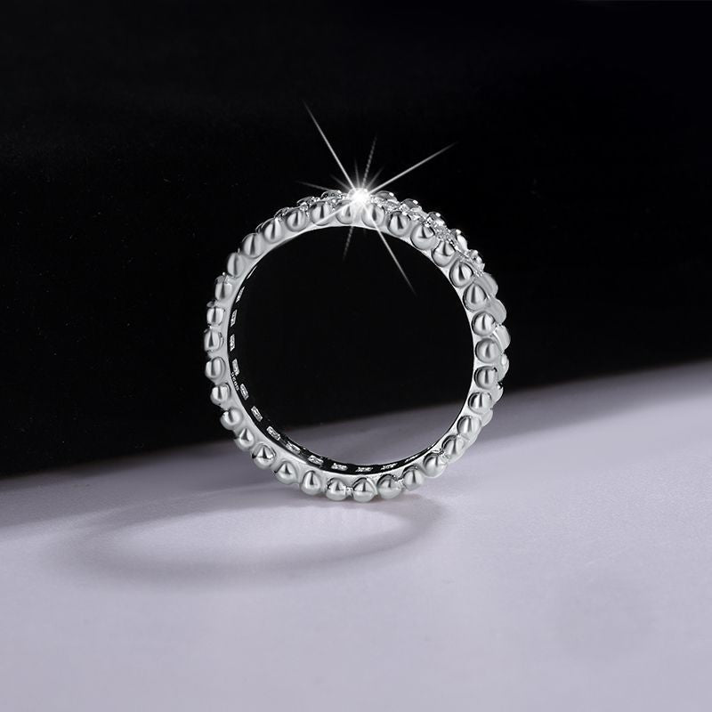S925 Sterling Silver Kaleidoscope Bead Edge Diamond Ring - Norellé