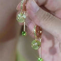 Green Opal Ball Tassel Earrings For Women New - Norellé