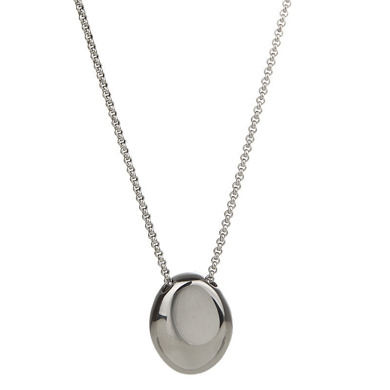 Titanium Steel Oval Pendant Necklace For Women Light Luxury Minority - Norellé