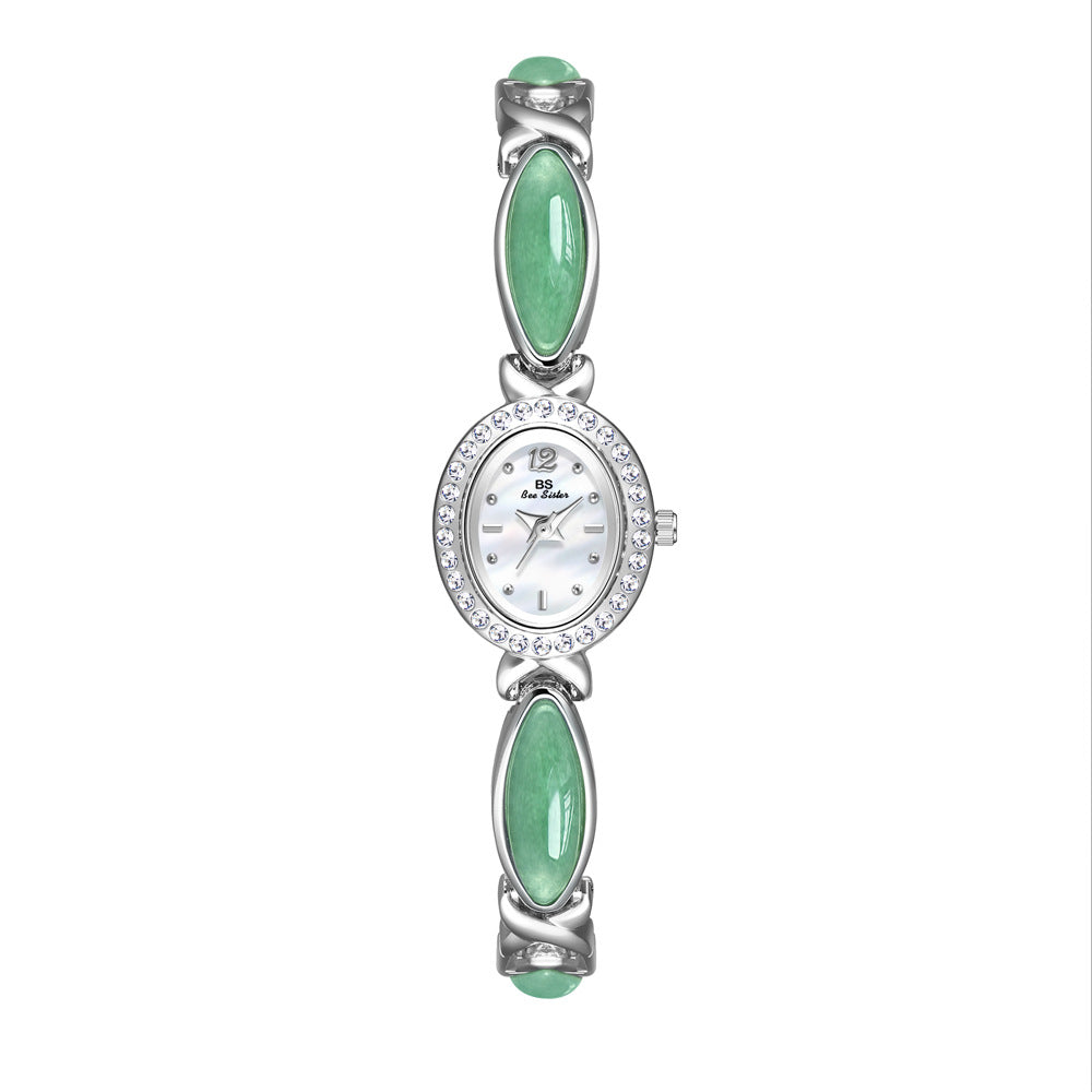 Natural Dongling Stone Hetian Jade Live Premium Chain Watch - Norellé