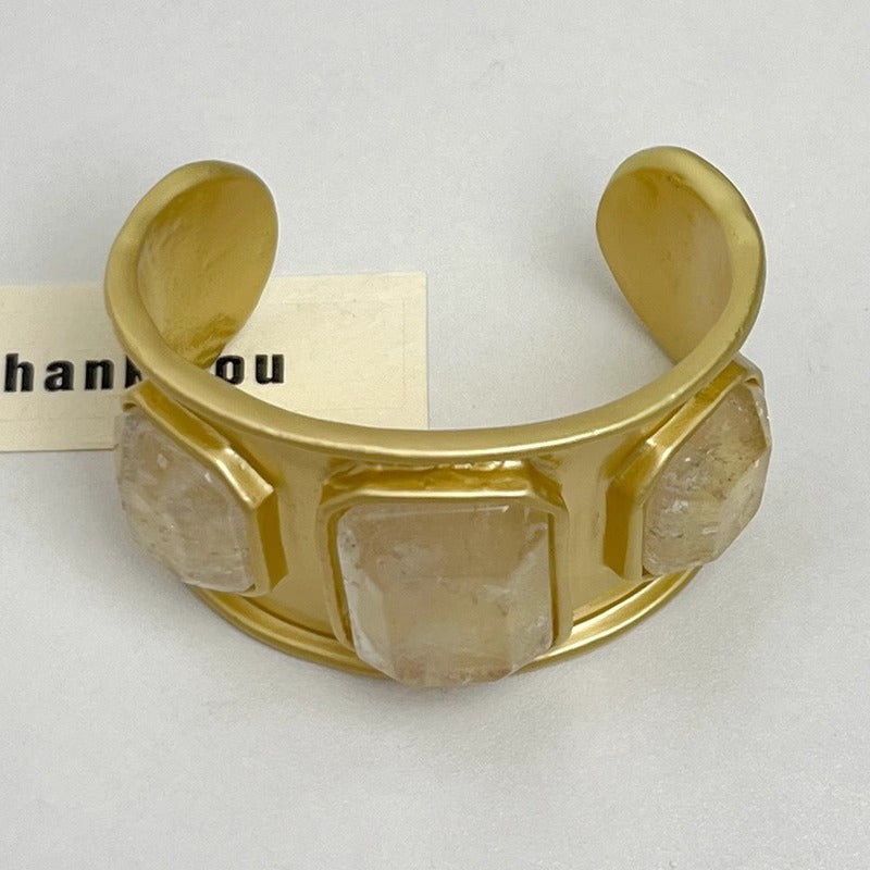 Gold Large Square Crystal Wide Bracelet - Norellé