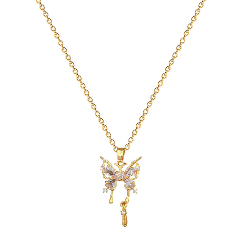 Titanium Steel Butterfly Drop Pendant Necklace Personality - Norellé