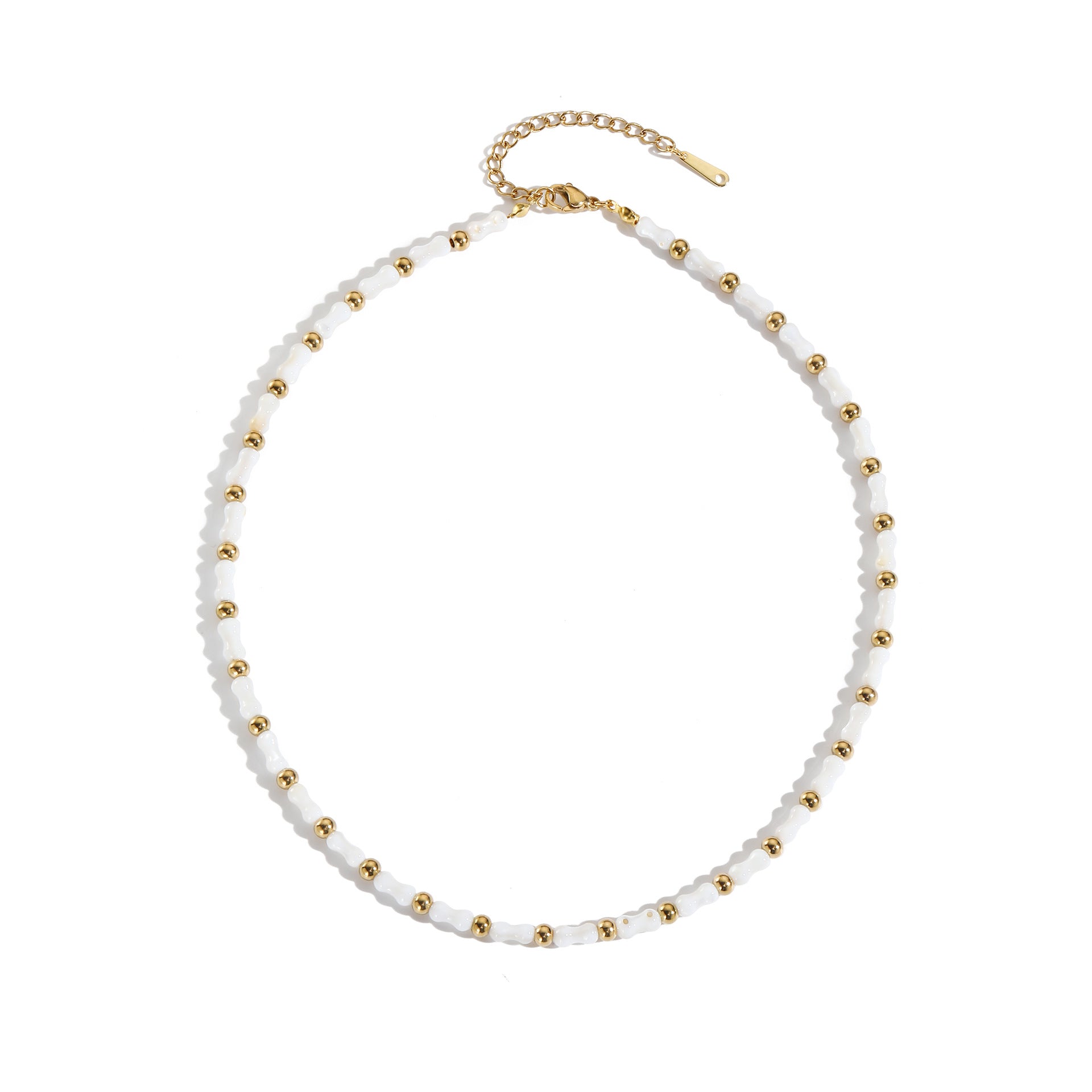 New Special-interest Design Stainless Steel Golden Balls Spacer Bone Joint Shell Beads Women's Fashion Necklace - Norellé