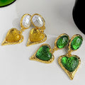Medieval French Royal Style Purple Love Heart Earrings - Norellé
