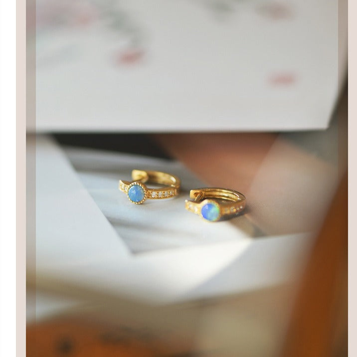 High-grade Opal Earrings Small Ear Ring Opal - Norellé