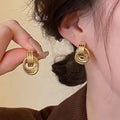 Exaggerated Geometry Earrings Metal Winding Twist Stud Earrings - Norellé