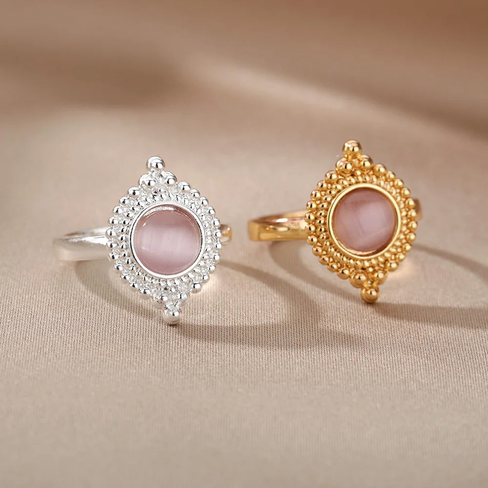 Ins Style Ring Oval Half Stone Open Ring - Norellé
