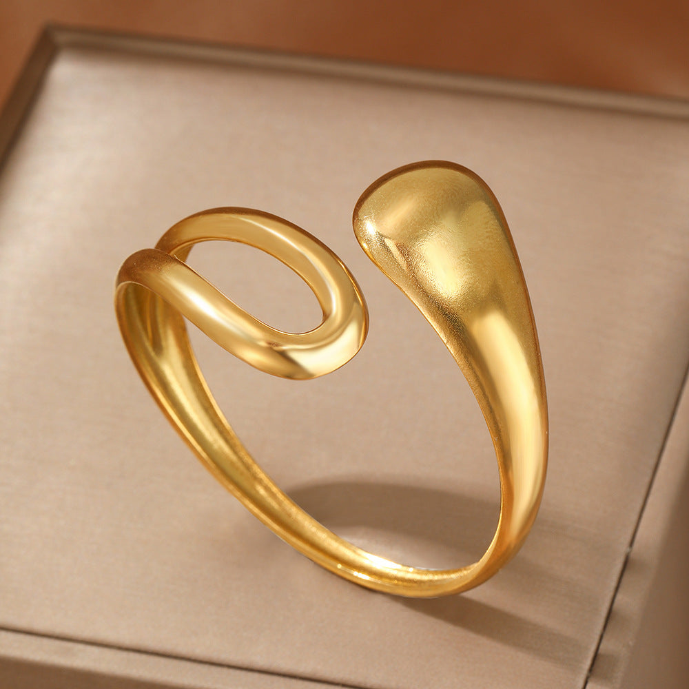 Retro 18K Stainless Steel Drop-shaped Interlaced Open-ended Bracelet Special-interest Design - Norellé