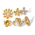 Stainless Steel Flower Pearl Ring Exaggerated High Sense - Norellé