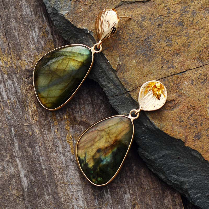 Labradorite Earrings Popular Natural Stone Ornament - Norellé