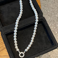 Retro Micro-inlaid Round Buckle Pearl Short Necklace - Norellé