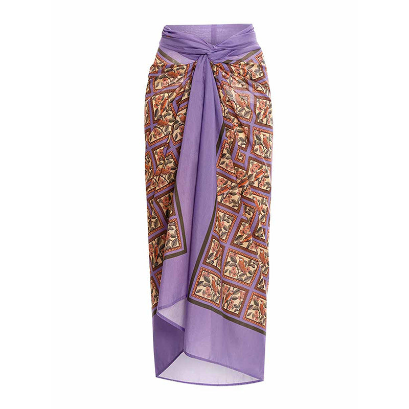 Fashionable Printed Skirt High Slit Quick-drying Beach Skirt - Norellé