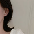Round Silver Pin Zircon Ear Studs Earrings - Norellé
